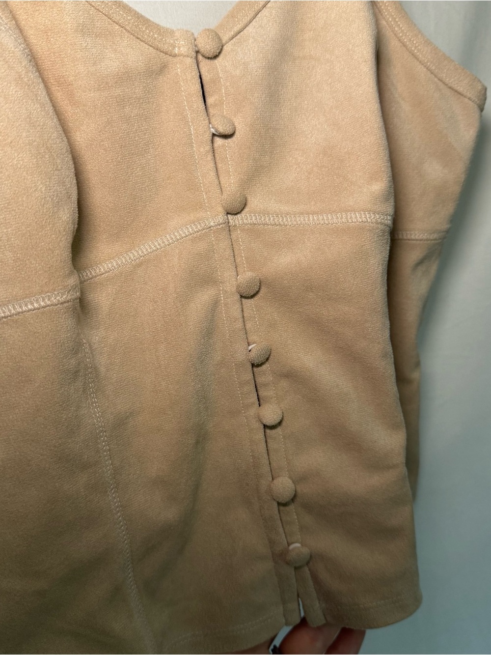 Brit The Label Faux Suede Corset Top Button Up Camisole Tan Beige Size S - Picture 2 of 4